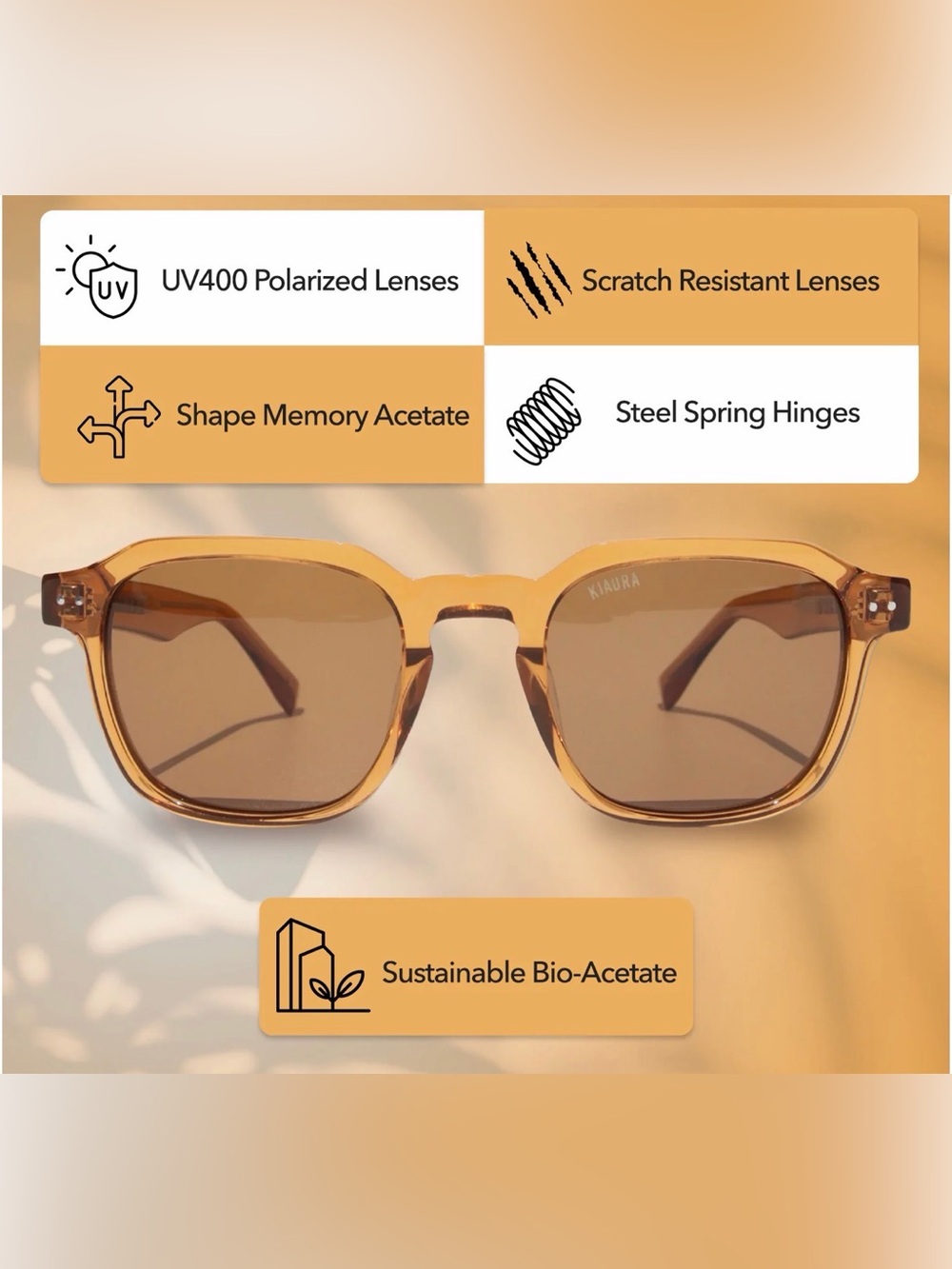 Kiaura Sunglasses Lautner Whiskey Unisex - Picture 12 of 16
